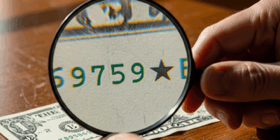 close up of a us dollar bill serial number with a star symbo 20260331 081617